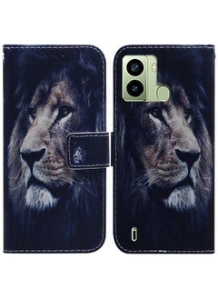 Case Cover For For Tecno Pop 6 Fingerprint Coloured Drawing Flip Leather Phone Case(Lion)