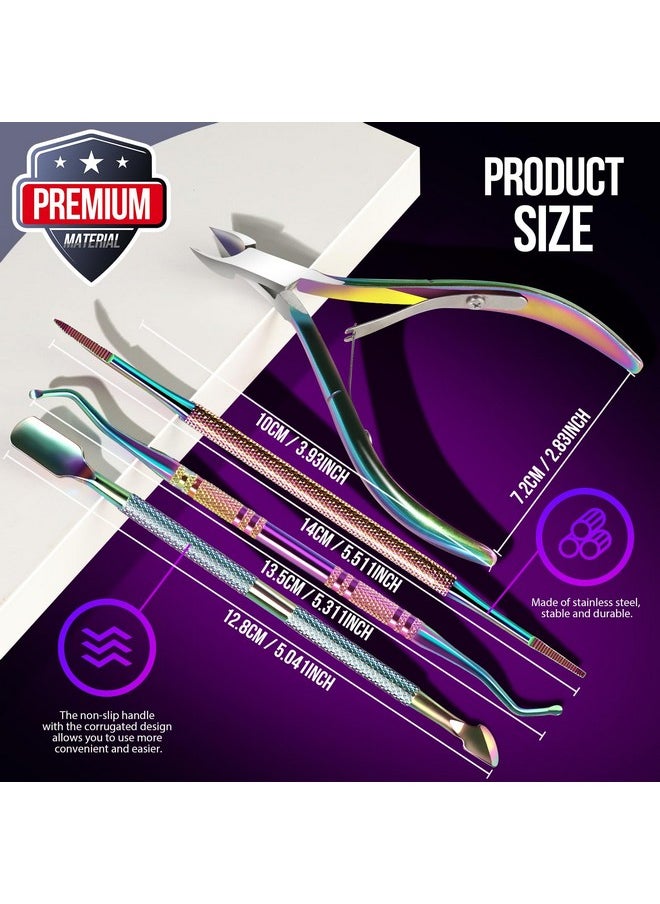 FANDAMEI Cuticle Kit 4 Pcs Nail Care Kit Manicure Pedicure Tools Nail Cuticle Nippers Ingrown Toenail Tools Kit Toenail File And Lifters Stainless Steel Nail Lifter Nail Cuticle Pusher  - Image 2