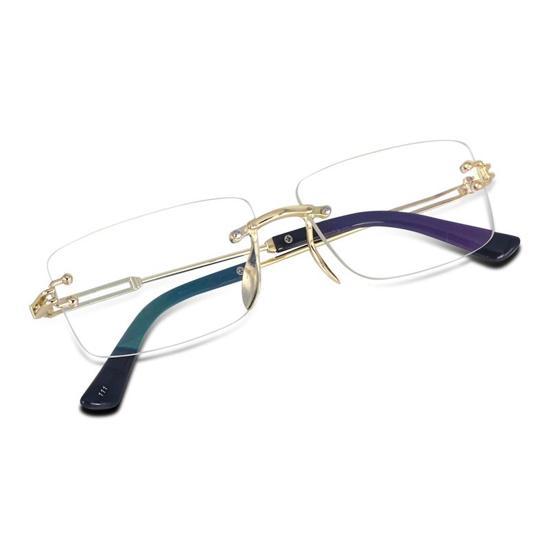 Dervin UV Protected Retro Rectangular Rimless Sunglasses for Men and Women - Image 3