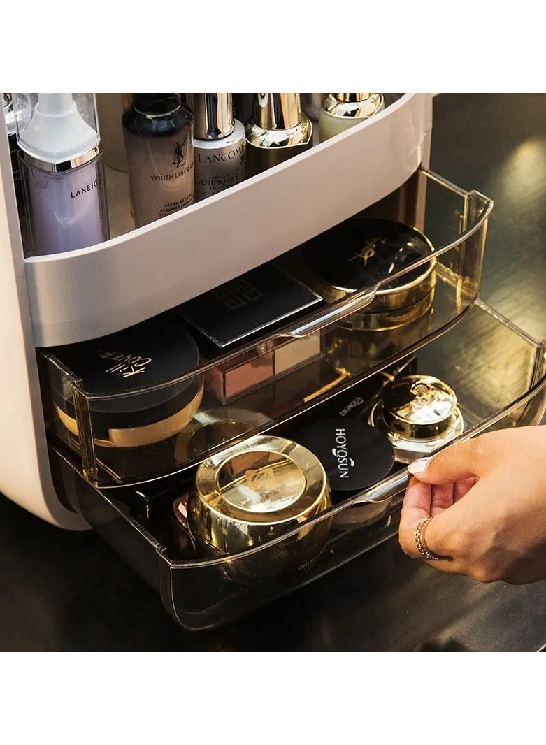 منظم مكياج كبير السعة مقاوم للماء والغبار لحفظ مستحضرات التجميل والعناية بالبشرة على سطح الحمام - Image 4