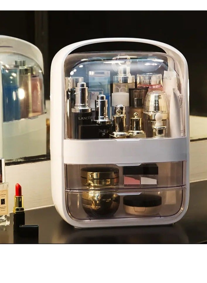 منظم مكياج كبير السعة مقاوم للماء والغبار لحفظ مستحضرات التجميل والعناية بالبشرة على سطح الحمام - Image 5