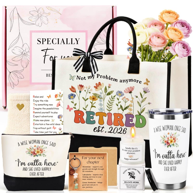 Giftota Retirement Gifts for Women 2026 Happy Retirement Gifts for Coworker Teacher Nurses Best Cool Retired Gift Basket for Women Funny Farewell Leaving Going Away Gift for Mom Grandma Boss Friends Coworker - Image 2