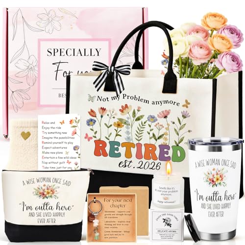 Giftota Retirement Gifts for Women 2026 Happy Retirement Gifts for Coworker Teacher Nurses Best Cool Retired Gift Basket for Women Funny Farewell Leaving Going Away Gift for Mom Grandma Boss Friends Coworker - Image 1