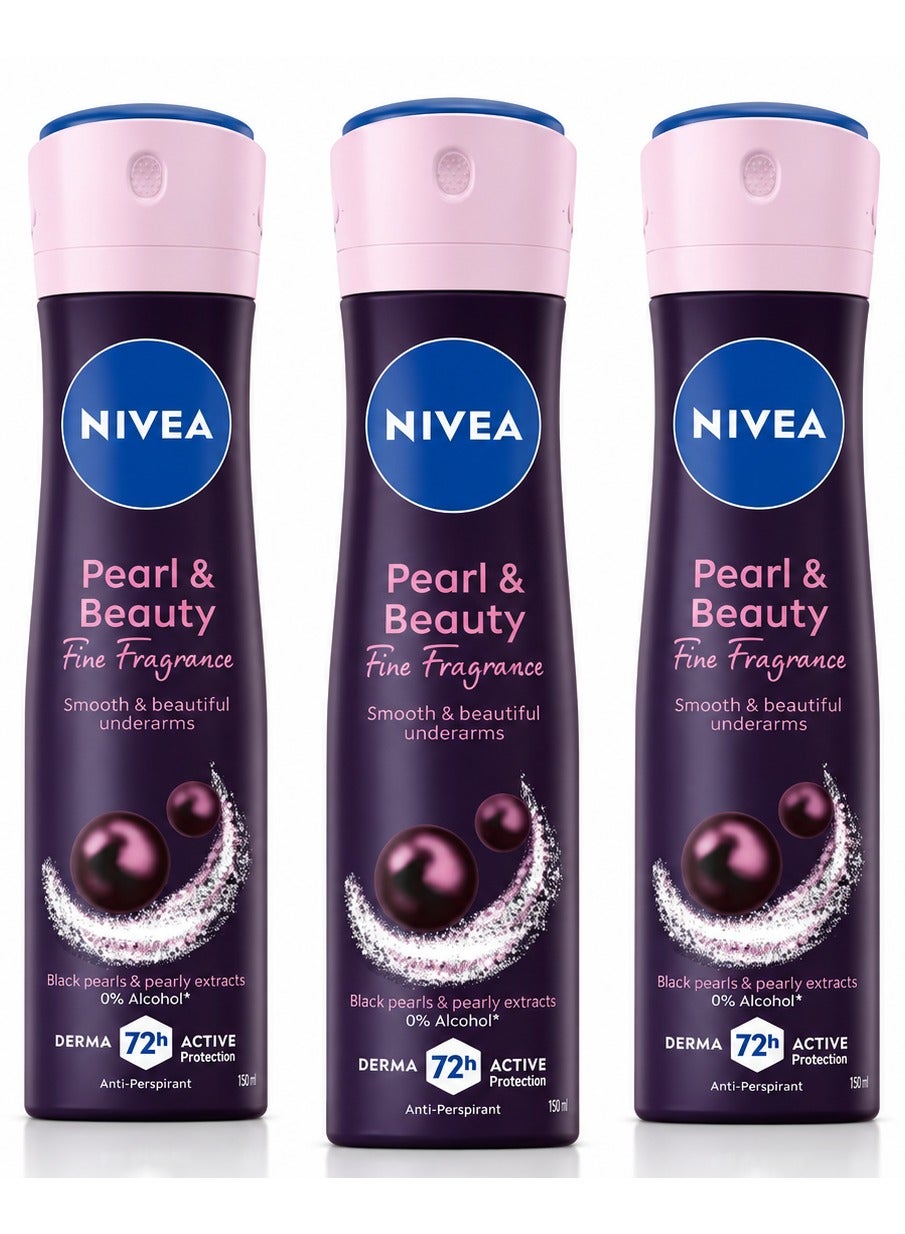 Nivea Pearl And Beauty Fine Fragrance Anti Perspirant Deodorant 72h Protection Black Pearl Extract 0 Alcohol Smooth And Beautiful Underarms Pack 150 ml