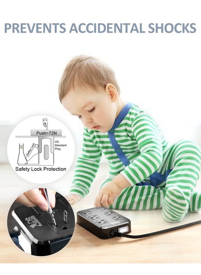 APS Outdoor Power Strip Weatherproof, Waterproof Surge Protector with 6 Wide Outlet with 3 USB Ports, 10FT Extension Cord,1875W Overload Protection,Outlet Extender for Christmas Lights ETL Listed Black - Image 5