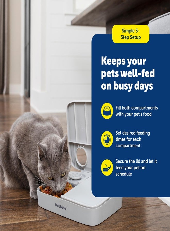 بيت سيف موزع طعام الحيوانات الأليفة PetSafe Analog القابل للبرمجة لوجبتين، موزع طعام أوتوماتيكي للكلاب والقطط - موزع طعام جاف أو شبه رطب، تحكم بطيء في كمية الطعام (سعة إجمالية 3 أكواب/16 أونصة)، تصميم مقاوم للعبث - Image 5