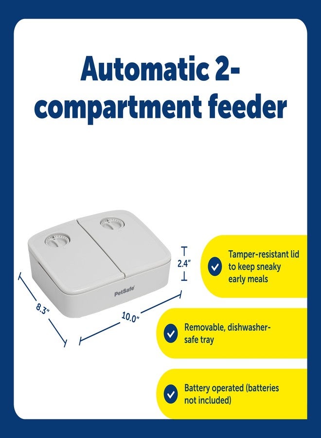 بيت سيف موزع طعام الحيوانات الأليفة PetSafe Analog القابل للبرمجة لوجبتين، موزع طعام أوتوماتيكي للكلاب والقطط - موزع طعام جاف أو شبه رطب، تحكم بطيء في كمية الطعام (سعة إجمالية 3 أكواب/16 أونصة)، تصميم مقاوم للعبث - Image 3