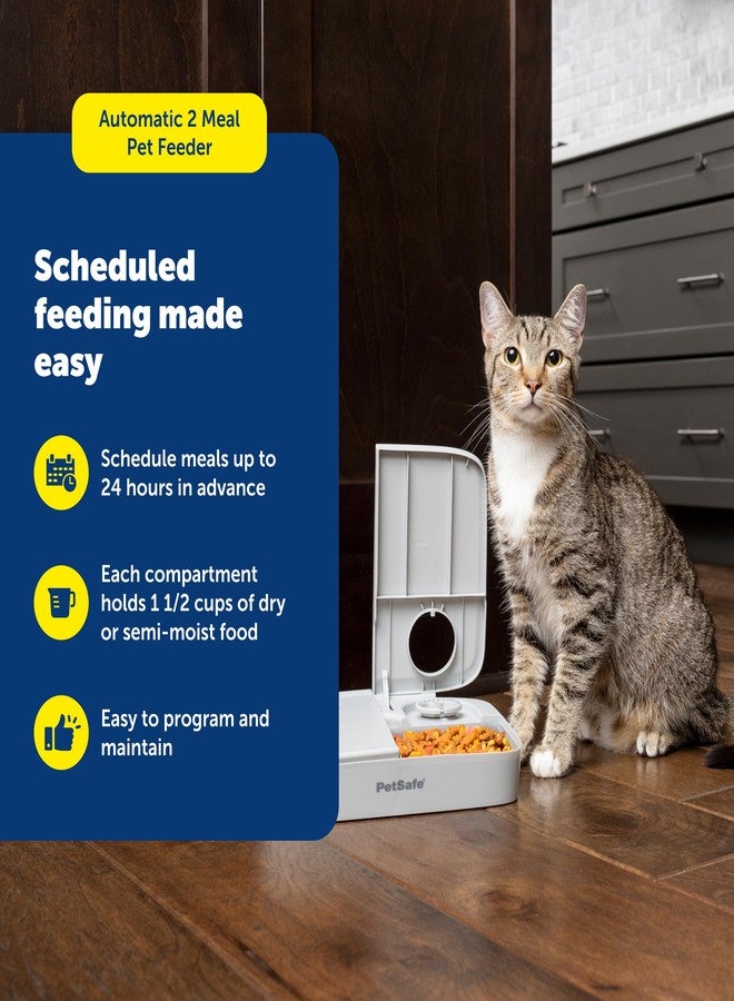 بيت سيف موزع طعام الحيوانات الأليفة PetSafe Analog القابل للبرمجة لوجبتين، موزع طعام أوتوماتيكي للكلاب والقطط - موزع طعام جاف أو شبه رطب، تحكم بطيء في كمية الطعام (سعة إجمالية 3 أكواب/16 أونصة)، تصميم مقاوم للعبث - Image 2