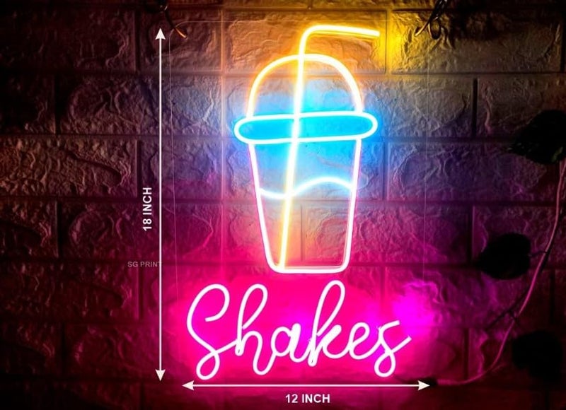Wall Mitra Shake Neon Signs Shakes Shop Neon Signs Shakes Neon Light Neon light Shakes Neon Sign Light Home Decor Wall Decor Room Decor12x18 PINKBLUE - Image 2