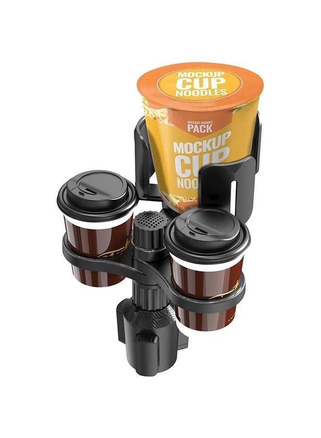 Car cup holder with a detachable rotating food tray in addition to 2 small cup slots and a large cup slot /CUP-B03 - Image 1