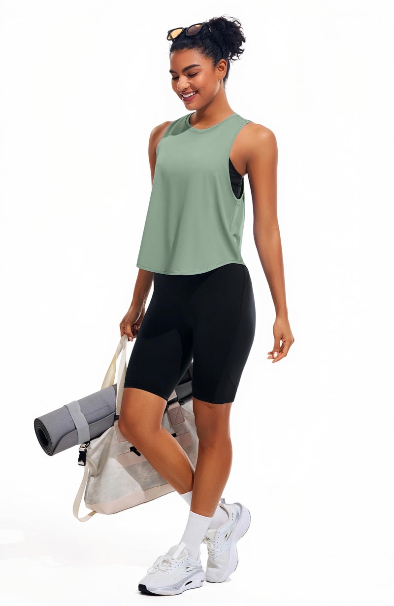 JOYSPELS Workout Tank Tops for Women, Quick Dry Ice Silk Athletic Running Shirts, Loose Fit Sleeveless Gym Tops - Image 5