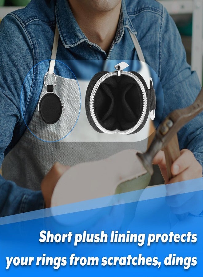 Homakover Portable Ring Organizer Case with Keychain, Traveling Ring Holder Storage Bag, Anti-Lost Keychain Container for Rings, Jewelry (1, Black) - Image 5