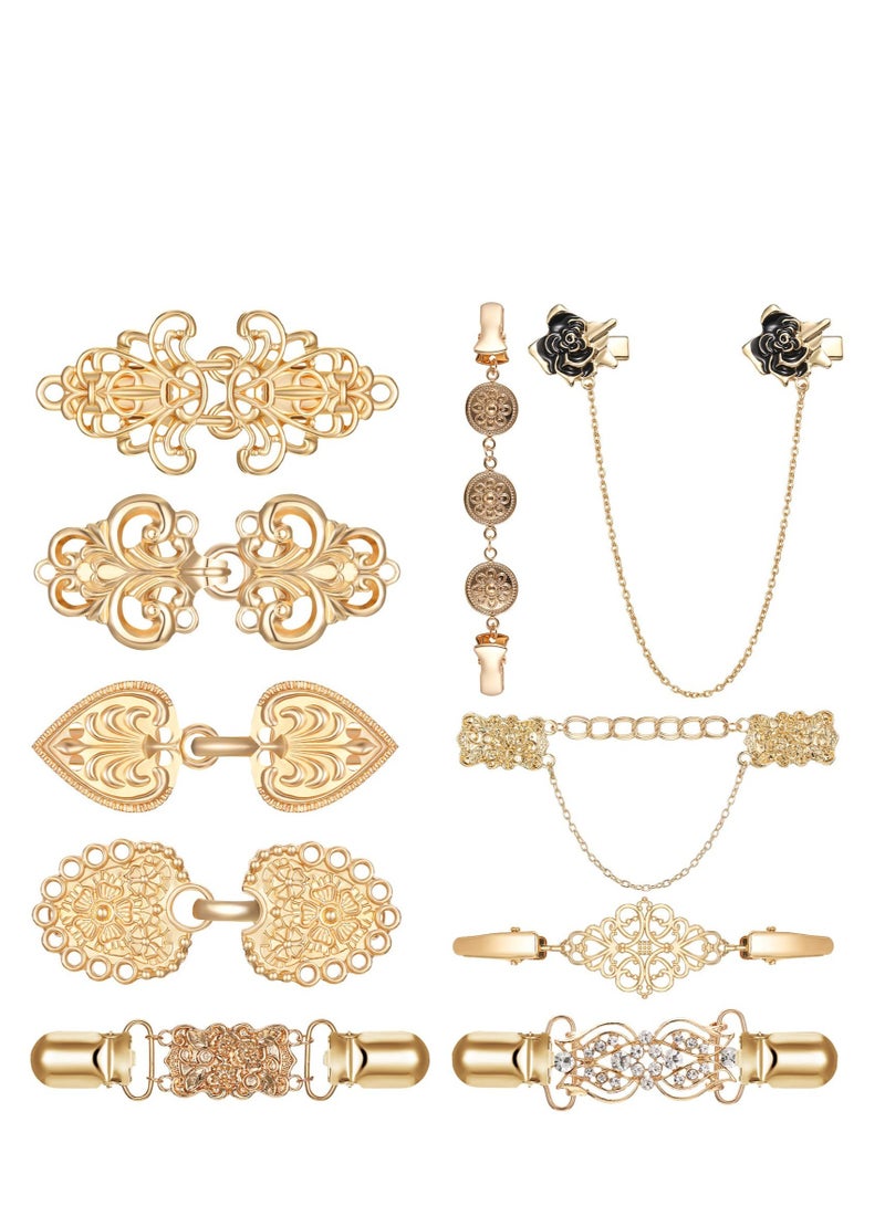 Vintage Sweater Clips Set - 10 Pcs Antique Floral Brooches for Women & Girls, Perfect for Cardigans, Shawls & Dresses - Image 1