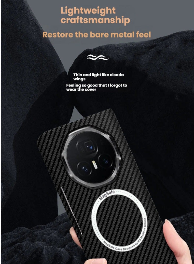 Compatible Honor Magic V5 Magnetic  Case Carbon Fibre Pattern Folding Phone Case for Honor Magic V5 - Image 2