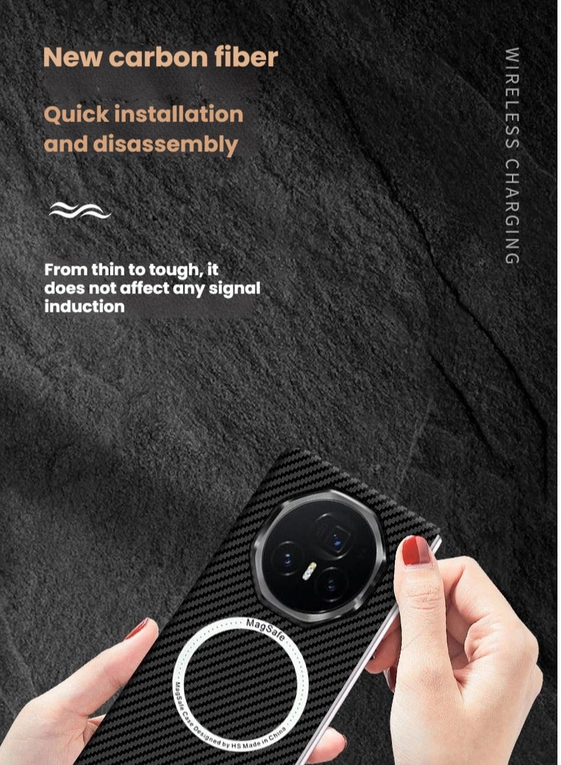Compatible Honor Magic V5 Magnetic  Case Carbon Fibre Pattern Folding Phone Case for Honor Magic V5 - Image 5
