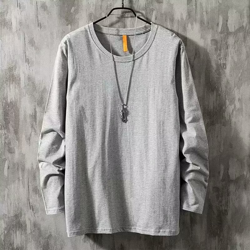 Long-Sleeved T-Shirt Men'S All-Match Fashion Brand T-Shirt Loose Handsome Solid Color Top 2023 Trendy Bottoming Shirt - Image 4