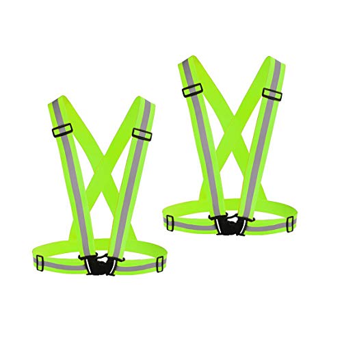 Chiwo Reflective Vest Running Gear 2Pack, High Visibility Adjustable Safety Vest for Night Cycling,Hiking, Jogging,Dog Walking, Construction Safe (Green) - Image 1