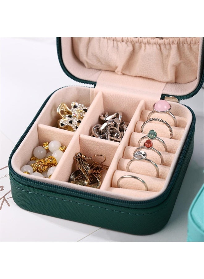Small Leather Jewelry Box Easy Carry Jewelry Ring Organizer Gift Box for Girls Women - Jewelry Case Box Makeup Cosmetic Organizer for Women - Holder for Necklaces Earrings Bracelets Rings Accessories Organizer, Jewelry Box for Earrings Bracelets Rings Necklaces Storage Jewelry Box Organizer Jewelry Box Case for Accessories Makeup, Accessories Organizer Gold Silver Accessories Organizer - Small Travel Jewelry Box PU Leather Bag Organizer Portable Display for Women for Necklaces Earrings Rings Accessories  - Image 4