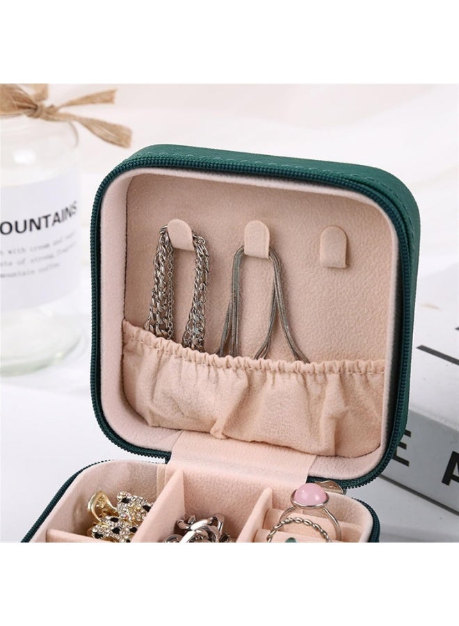 Small Leather Jewelry Box Easy Carry Jewelry Ring Organizer Gift Box for Girls Women - Jewelry Case Box Makeup Cosmetic Organizer for Women - Holder for Necklaces Earrings Bracelets Rings Accessories Organizer, Jewelry Box for Earrings Bracelets Rings Necklaces Storage Jewelry Box Organizer Jewelry Box Case for Accessories Makeup, Accessories Organizer Gold Silver Accessories Organizer - Small Travel Jewelry Box PU Leather Bag Organizer Portable Display for Women for Necklaces Earrings Rings Accessories  - Image 3