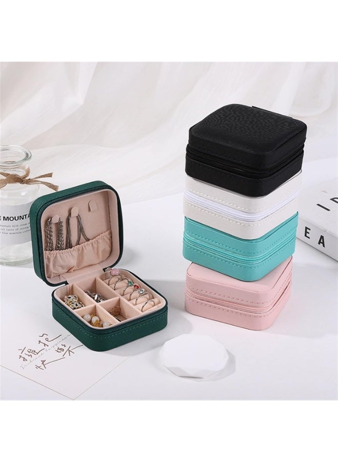 Small Leather Jewelry Box Easy Carry Jewelry Ring Organizer Gift Box for Girls Women - Jewelry Case Box Makeup Cosmetic Organizer for Women - Holder for Necklaces Earrings Bracelets Rings Accessories Organizer, Jewelry Box for Earrings Bracelets Rings Necklaces Storage Jewelry Box Organizer Jewelry Box Case for Accessories Makeup, Accessories Organizer Gold Silver Accessories Organizer - Small Travel Jewelry Box PU Leather Bag Organizer Portable Display for Women for Necklaces Earrings Rings Accessories  - Image 2