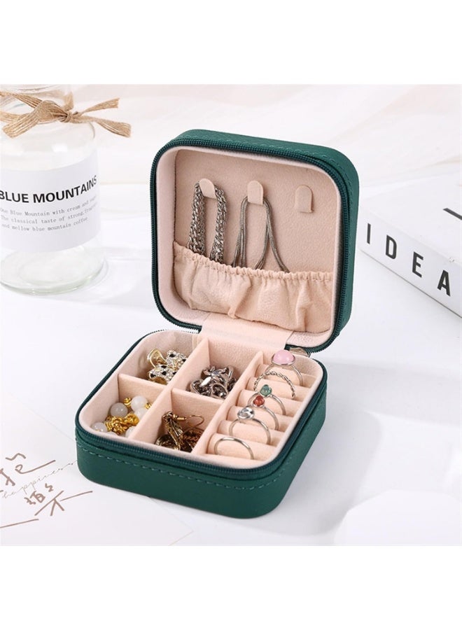 Small Leather Jewelry Box Easy Carry Jewelry Ring Organizer Gift Box for Girls Women - Jewelry Case Box Makeup Cosmetic Organizer for Women - Holder for Necklaces Earrings Bracelets Rings Accessories Organizer, Jewelry Box for Earrings Bracelets Rings Necklaces Storage Jewelry Box Organizer Jewelry Box Case for Accessories Makeup, Accessories Organizer Gold Silver Accessories Organizer - Small Travel Jewelry Box PU Leather Bag Organizer Portable Display for Women for Necklaces Earrings Rings Accessories  - Image 1