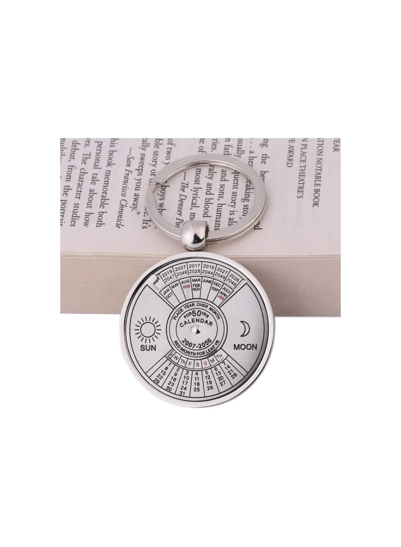 GGOOT Perpetual Calendar Circular 50 Years from 2007 to 2056 Car Key Chain Cute Key Ring Keychain Best Birthday for Dad, Mom, Husband, Boyfriend - Image 3