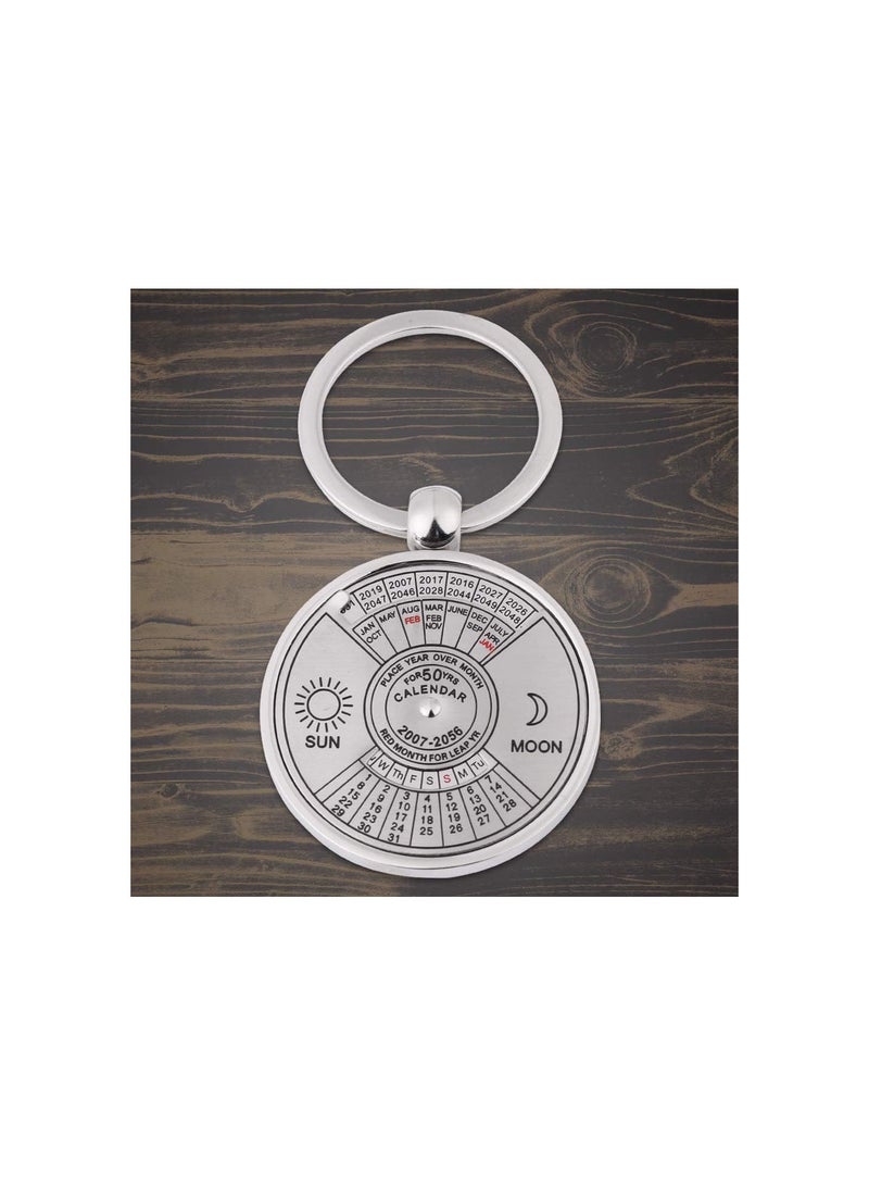 GGOOT Perpetual Calendar Circular 50 Years from 2007 to 2056 Car Key Chain Cute Key Ring Keychain Best Birthday for Dad, Mom, Husband, Boyfriend - Image 4