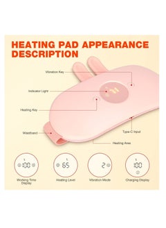 Y&D Portable Heating Pad, Electric USB Pads for Cramps Cordless Heated Waist Belt with 3 Heat Levels 5 Vibration Massage Modes, Belly and Back Menstrual Design Period Women (Pink)  - Image 2