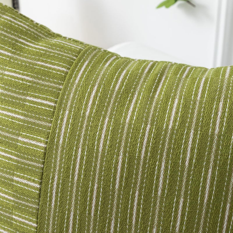 K KEVIN TEXTILE Kevin Textile Light Green and Beige Farmhouse Striped Patchwork Linen Decorative Throw Pillows Covers 20x20  Set of 2  Modern Accent Square Cushion Covers for Couch Chair Bedroom Fall Decorations  - Image 2