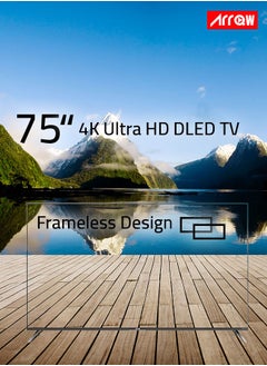 ARRQW 75 Inch 4K UHD Smart LED TV with Android 11, 3840x2160 Resolution, 5000:1 Contrast, 60Hz Refresh Rate, 350 nits Brightness, 1.07B Colors, Dolby/Dolby+, Bluetooth 5.0, Wi-Fi, HDR10, 4 HDMI & 2 USB Ports, Stereo Sound, Multiscreen, Sleep Timer | Model No: RO-75LCS  - Image 5