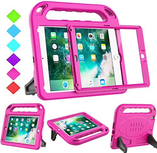 BMOUO Kids Case for iPad 6th/5th Generation (iPad 9.7-inch, 2017/2018), iPad 9.7/Air 2 Case with Screen Protector, Shockproof Handle Stand iPad 6th 5th Generation Case for Kids, Rose - Image 1
