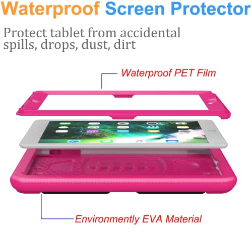 BMOUO Kids Case for iPad 6th/5th Generation (iPad 9.7-inch, 2017/2018), iPad 9.7/Air 2 Case with Screen Protector, Shockproof Handle Stand iPad 6th 5th Generation Case for Kids, Rose - Image 3