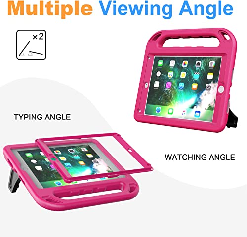 BMOUO Kids Case for iPad 6th/5th Generation (iPad 9.7-inch, 2017/2018), iPad 9.7/Air 2 Case with Screen Protector, Shockproof Handle Stand iPad 6th 5th Generation Case for Kids, Rose - Image 5