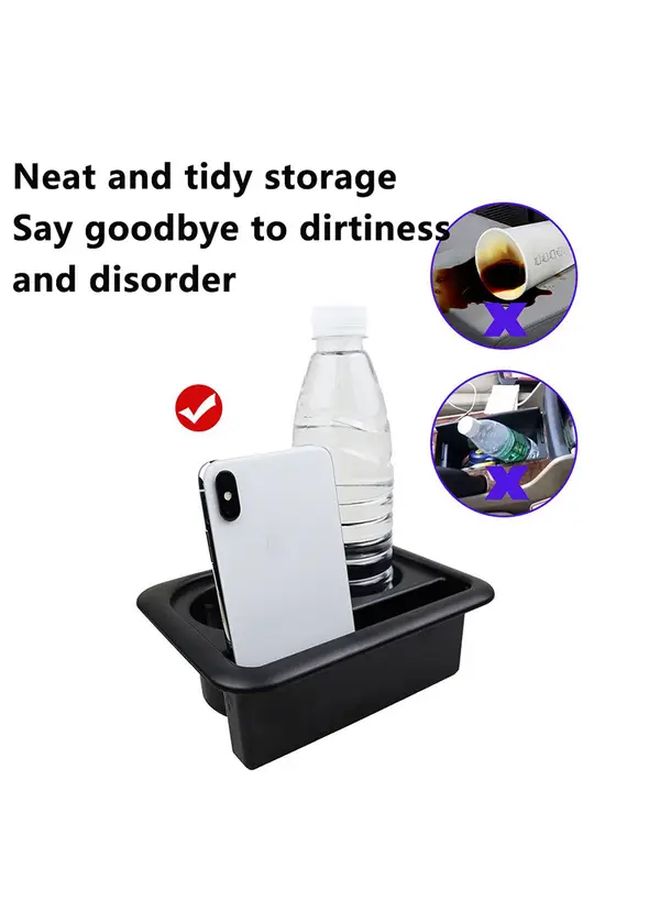 Black Universal Car Cup Holder Organizer With Phone Storage And Armrest Pillow - Image 4
