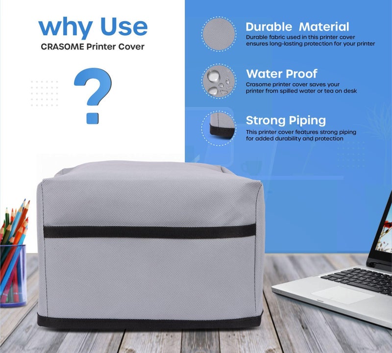 Crasome Dust & Water Proof Printer Cover for HP Smart Tank All-in-One 580 / 581 / 584 / 585 (Grey) - Image 5