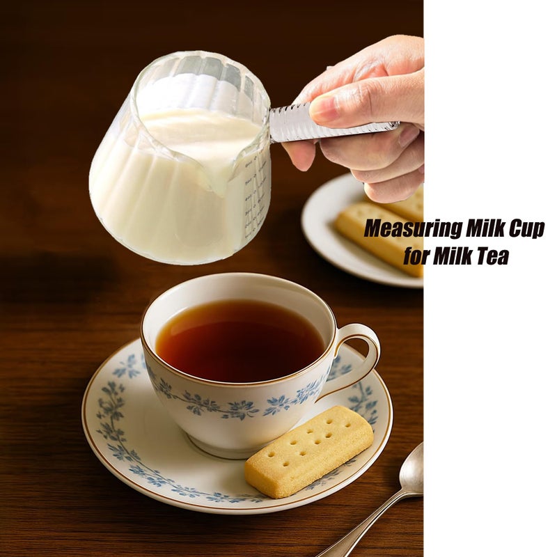 FANTESTICRYAN 6OZ Measuring Cup, Ribbed Borosilicate Glass Espresso Cup, V-Shaped Spout Drain Espresso Double Shots, Coffee Milk Tea Accessories (Clear, Glass Handle) - Image 4