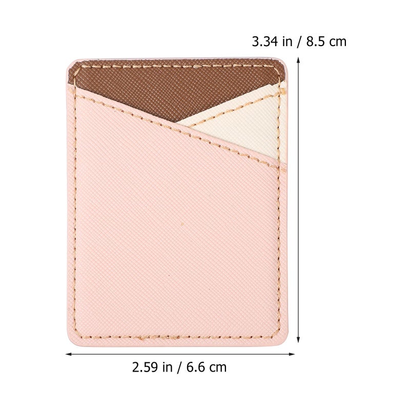 Universal Smartphone Back Sleeve with Dual Card Slots Pu Leather Adhesive Pocket Beige 2pcs for Travel Daily Use - Image 3
