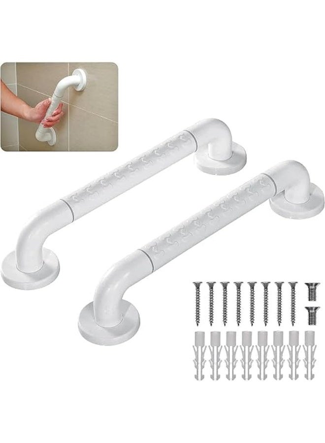 DUNISO 2 Pcs Bathroom Grab Bar，Bath Grab Rails with Anti-Slip Grip and Safety Luminous Circles，Wall Mount Shower Grab Bar，Suitable For Elderly, Children，Disabled，Pregnant，40cm，White - Image 1