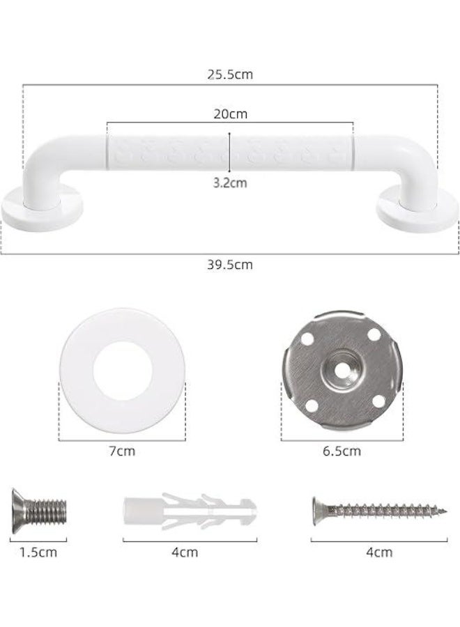 DUNISO 2 Pcs Bathroom Grab Bar，Bath Grab Rails with Anti-Slip Grip and Safety Luminous Circles，Wall Mount Shower Grab Bar，Suitable For Elderly, Children，Disabled，Pregnant，40cm，White - Image 2