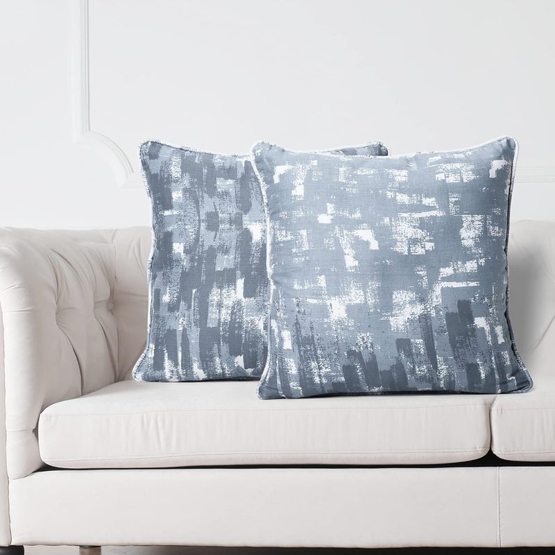 Swayam Cotton Set 2 Decorative Soft Cushion Case Square Pillowcases for Couch Sofa Bed Living Room 16 X 16 Inches Grey - Image 1