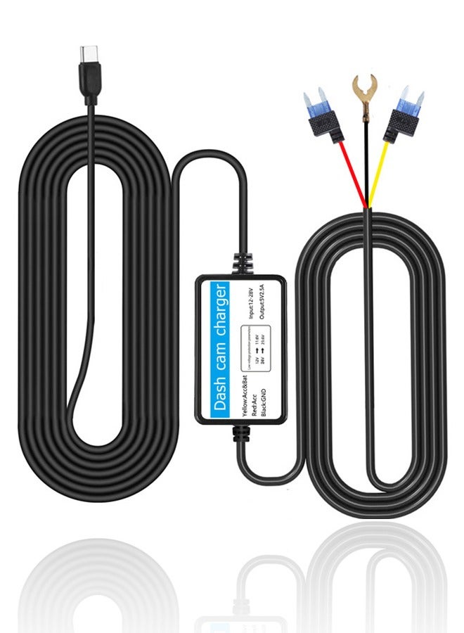 مكعب جي طقم توصيل كاميرا السيارة، طقم توصيل كاميرا السيارة بمنفذ USB من النوع C، كابل متدرج، 12 فولت - 24 فولت إلى خرج 5 فولت 2.5 أمبير كحد أقصى، متوافق مع معظم كاميرات السيارة المتوفرة بمنفذ USB من النوع C - Image 1