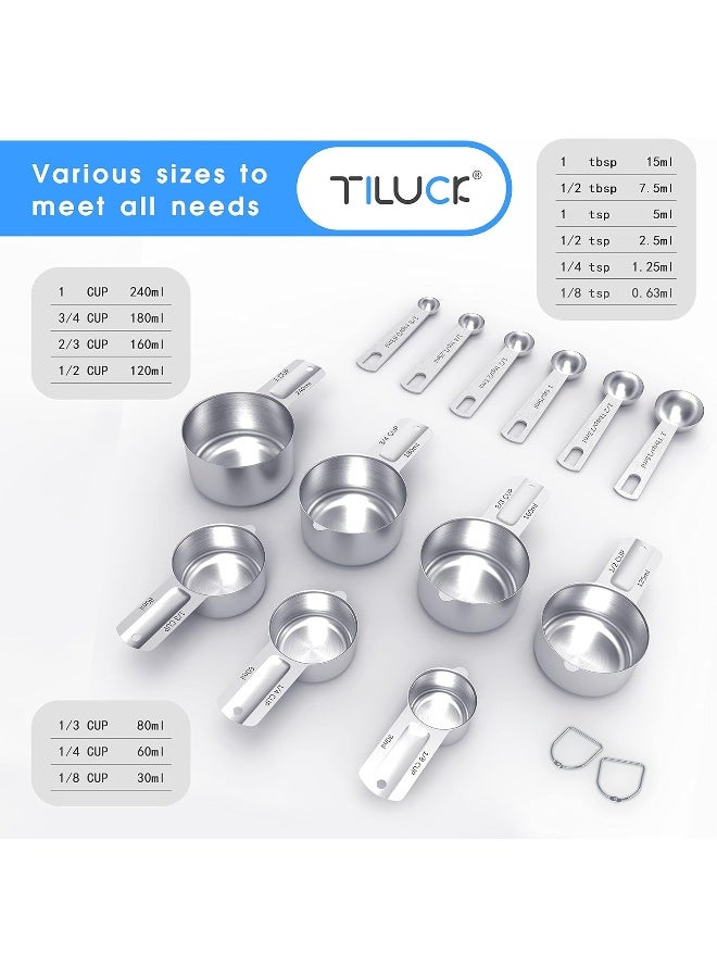 TILUCK Stainless Steel Measuring Cups & Spoons Set, Cups and Spoons, Kitchen Gadgets for Cooking & Baking (XX-Large)  - Image 2