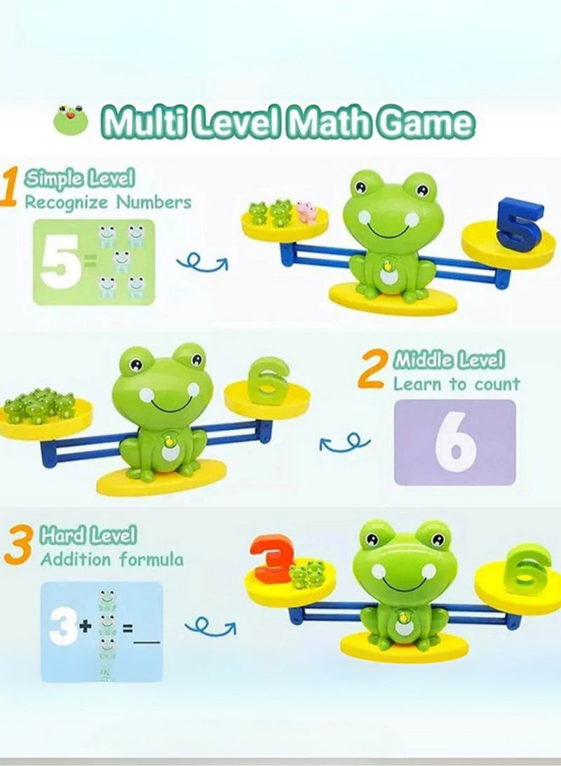 لعبة ميزان الضفدع الحسابية الإبداعية للأطفال – لعبة تعليمية بالأرقام ومجسمات الضفادع والميزان – لتنمية مهارات العد والتعرف على الأرقام للصغار من عمر 3 إلى 7 سنوات للبنين والبنات - Image 2