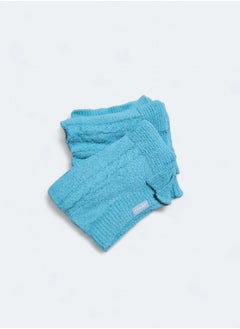 Mamas Gift HAIRY BRAIDED BLANKET TURQUOISE  - Image 2