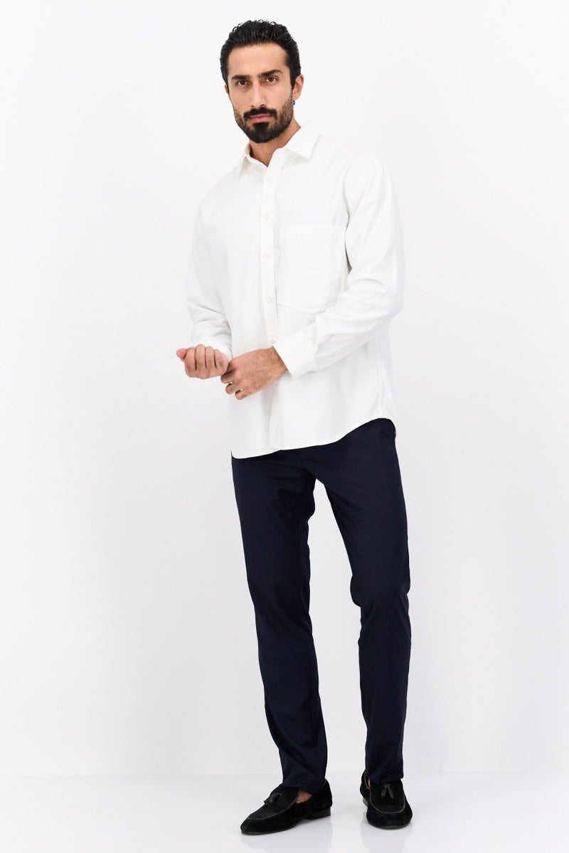 Selected Homme Men Regular Fit Solid Long Sleeves Casual Shirt, White - Image 4