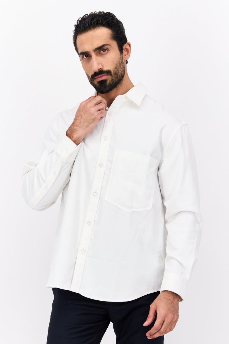 Selected Homme Men Regular Fit Solid Long Sleeves Casual Shirt, White - Image 1