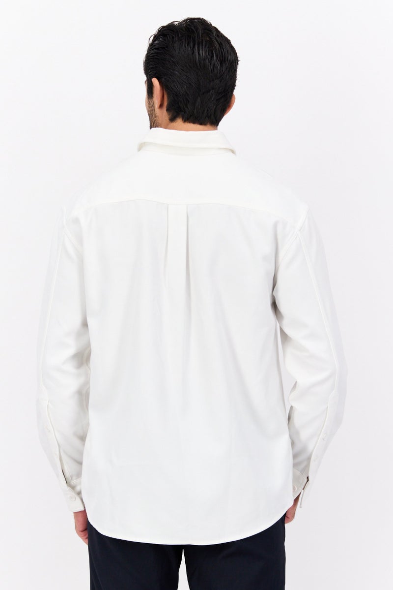Selected Homme Men Regular Fit Solid Long Sleeves Casual Shirt, White - Image 3
