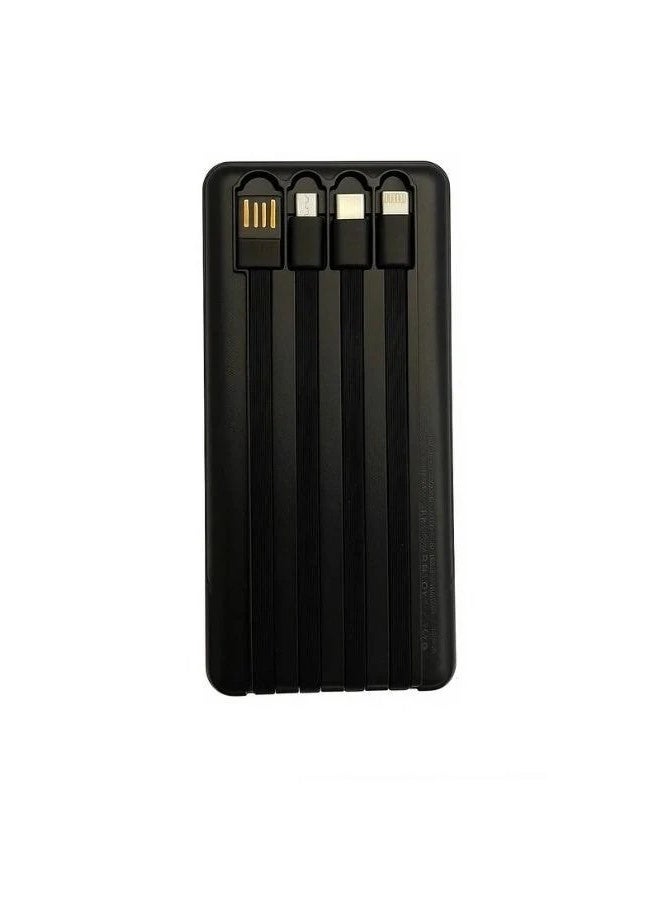 كالوس بنك الطاقة المحمول CALUS P107 MAX بقدرة 10500 مللي أمبير في الساعة مع 4 كابلات شحن سريعة مدمجة (Lightning، Type-C، Micro-USB، USB) - حزمة بطارية خارجية فائقة النحافة بقدرة 12 وات لأجهزة iPhone وSamsung وAndroi - Image 2