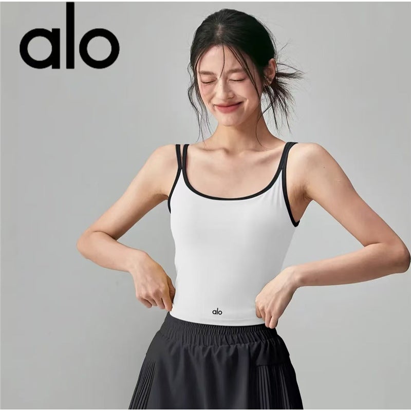 Fitness Girl Summer Yoga Vest with Chest Pad Slimming Pilates Top