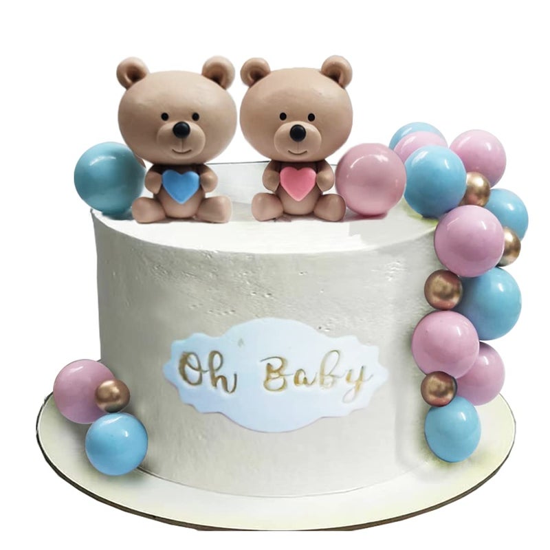 DiDida Baby Bear Cake Topper Pink and Blue for Baby Shower Cake Decoration - Image 2